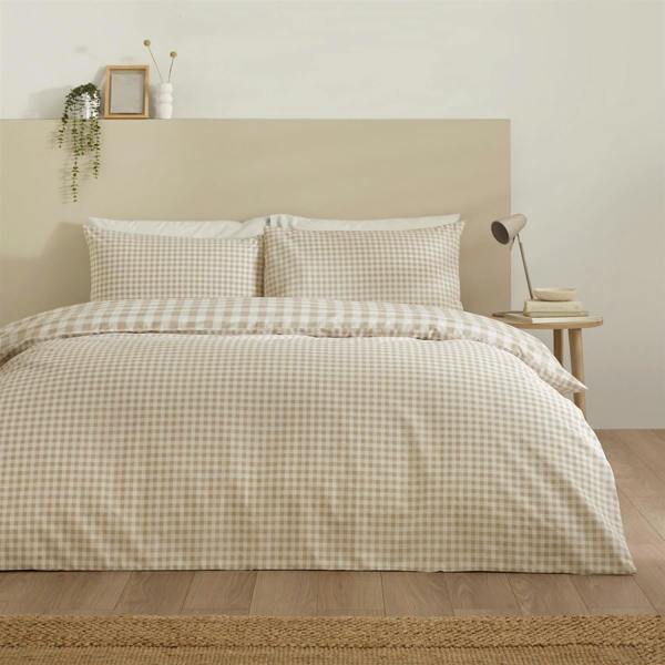 Bamford Gingham Check Natural Duvet Cover Set