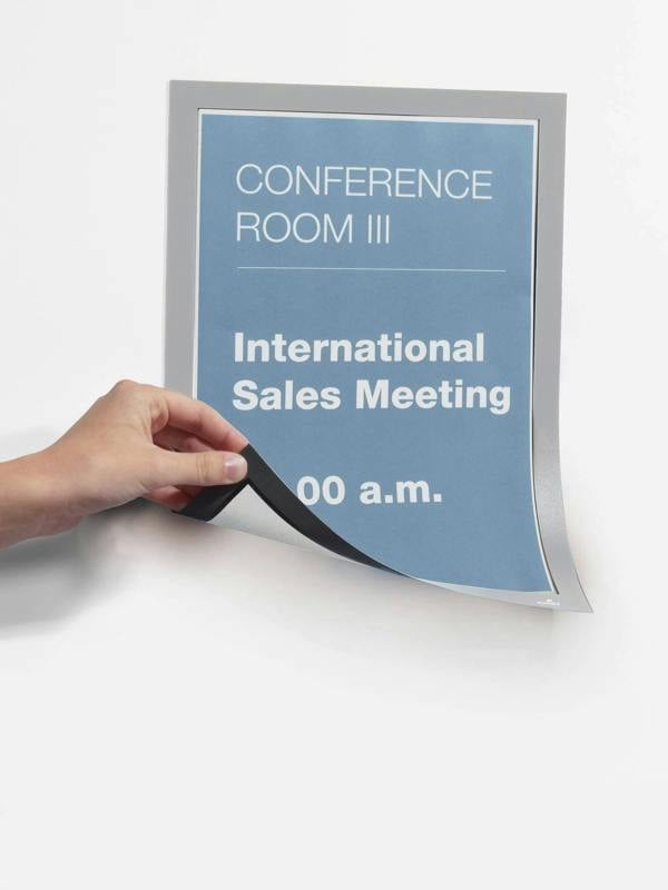 Durable DURAFRAME Magnetic Document Signage Frame for Metal | 5 Pack | A4 Silver