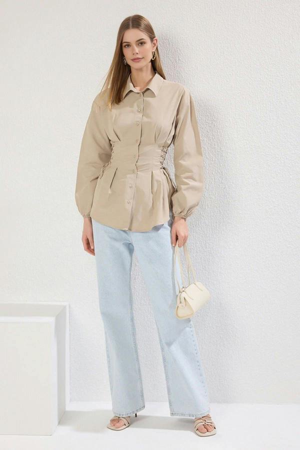 WOVCOR Woven Shirt with Waist Tie Detail