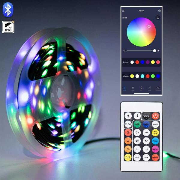RGB+W LED Strip Rope Lights, 10m and 20m, USB or Battery Powered with Remote and App Control image 5