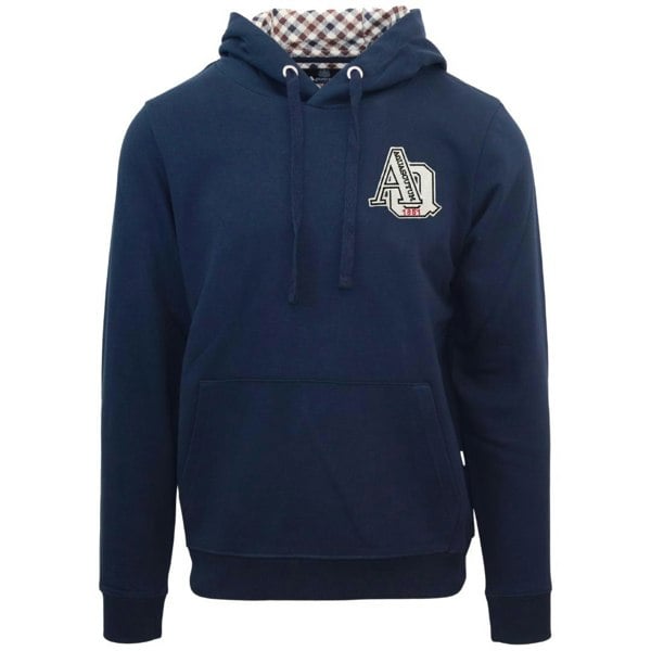 Aquascutum Aq 1851 Patch Logo Hoodie - Navy Blue