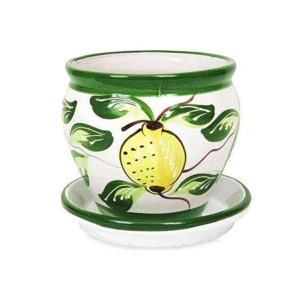 Bola Pot 25x21cm Lemons with 27cm Drainage Plate