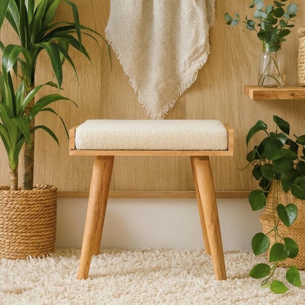 Wyld Haus Kampong Boucle Cream Tray Style Footstool