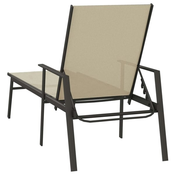 Berkfield Sun Lounger Steel and Textilene Fabric Cream