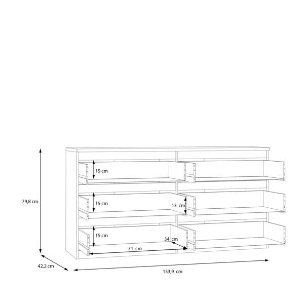 Edmore 6 Drawer Wide Chest in White