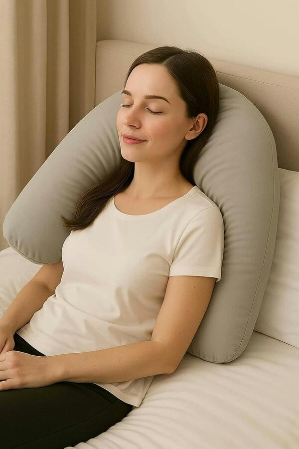 Night Zone Easy Care Polycotton V Shaped Pillow – Orthopaedic Support Pillow with Case or Cover Only - Silver - Cover Only