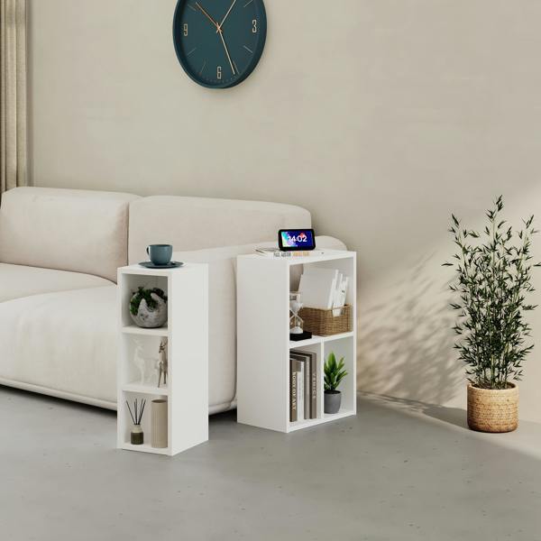 Decortie Modern Combayn Big Low Standing Book Shelf, 3 Open Storage Horizontal or Vertical Compact Bookshelf Bedroom