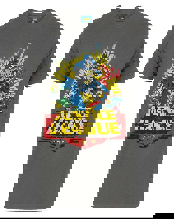 DC Comics Mens Grey Justice League Short Sleeved T-Shirt