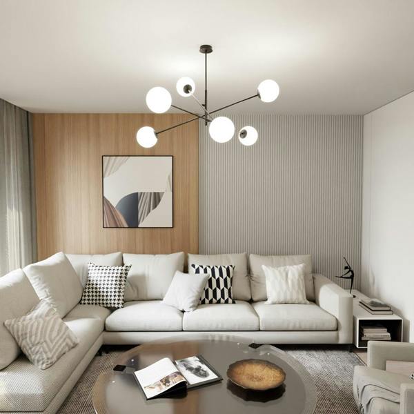 Emibig LINEAR Pendant lamp 6 x E14 Black with White Shade