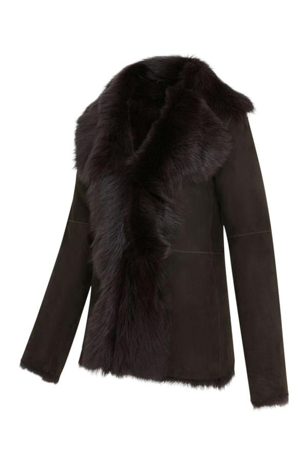 Infinity Leather Women's Sheepskin Toscana Shearling Suede Leather Jacket - Noiré