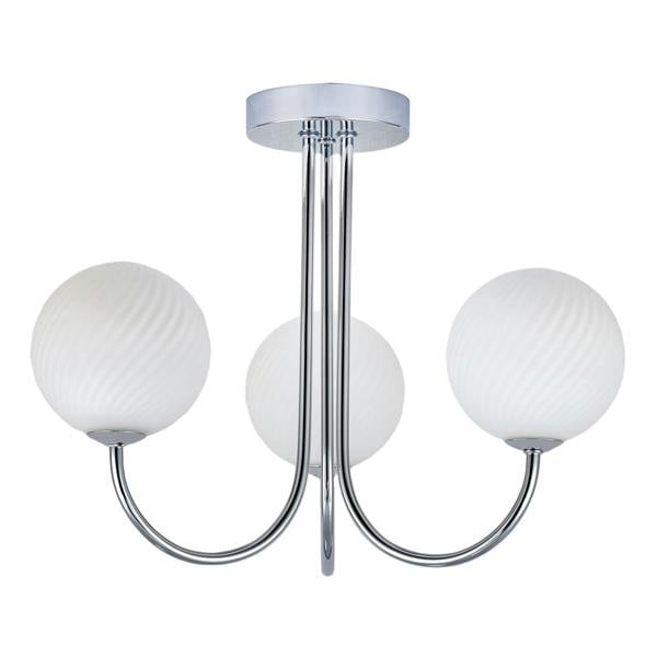 Modern Polished Chrome Plated Ceiling Light Fitting with Swirl Glass Image 1