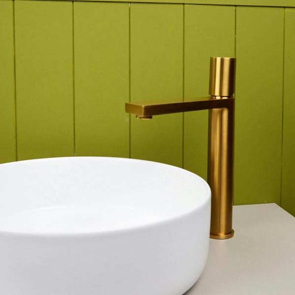 Flode Limingen | High Rise Mono Basin Mixer Tap | Brushed Gold