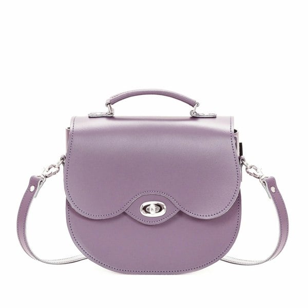 Zatchels Handmade Leather Twist Lock Saddle Bag - Pastel Violet