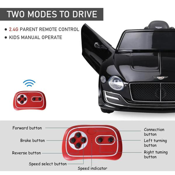 Ride-on car remote control and driving mode buttons diagram