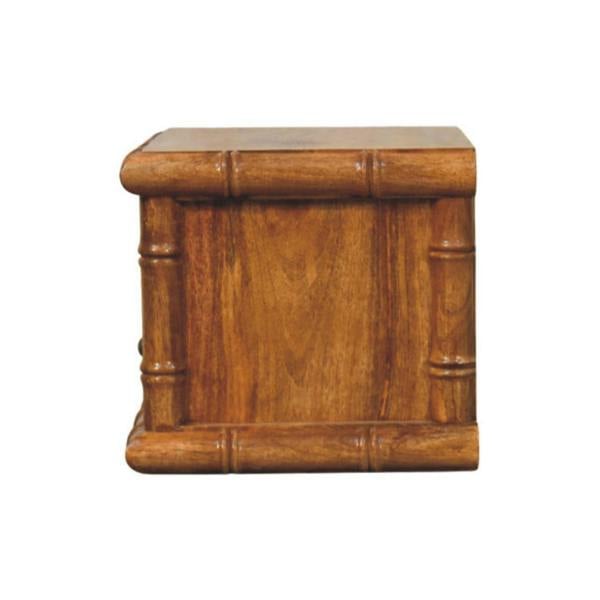 Artisan Furniture Solid Wood Bamboo Open Bedside in Amber Oak Finish, 1 Drawer & 1 Shelf, Brown