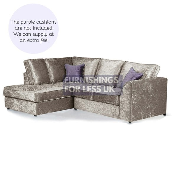Furnishings For Less Crystal Crushed Velvet Full Back Corner Sofa