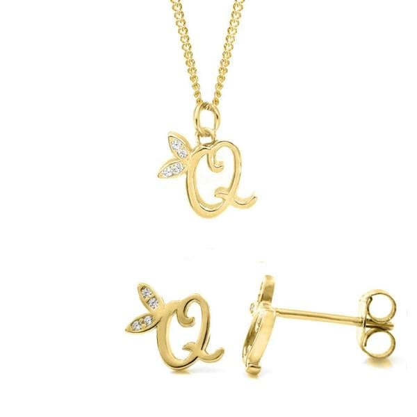 Say It With Dainty Winged Initial Bundle - Yellow Gold