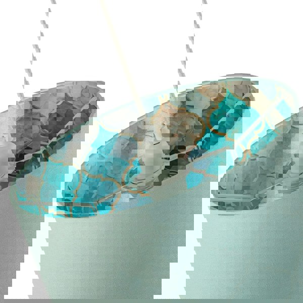 Designer Duck Egg Linen Lamp Shade with Moroccan Scale Pattern Lining Image 5