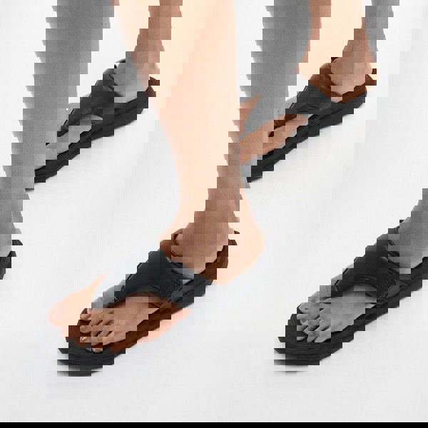 FitFlop F-MODE GO Womens Toe Post Sandals All Black