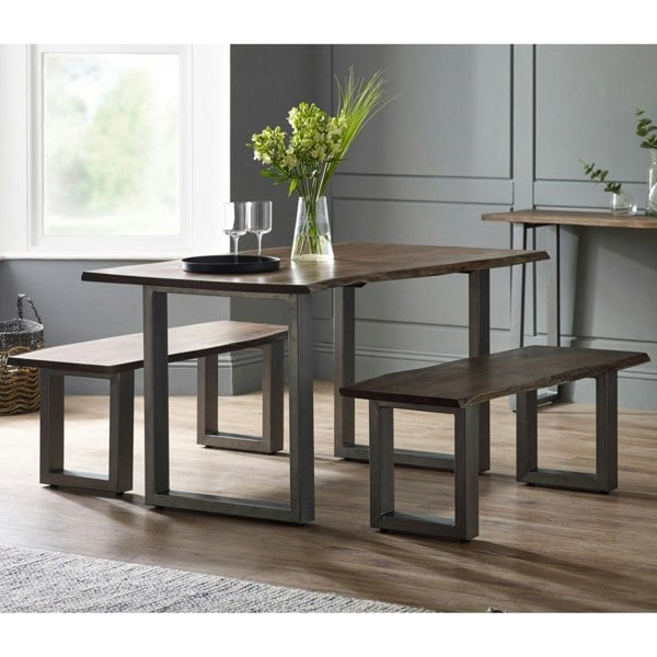 IH Design Linden Live Edge Medium Sized Dining Table 1.5M Wood & Metal