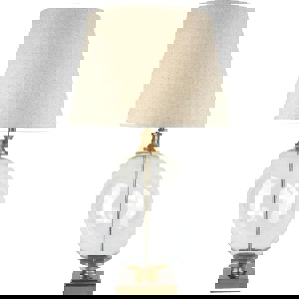 Hill Interiors Orb Linen Table Lamp (EU Plug) - Brass