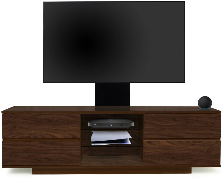 Centurion Supports Avitus Walnut with 4-Walnut Drawers and 3-Shelves up to 65" LED, LCD, Plasma TV Stand with Mounting Arm
