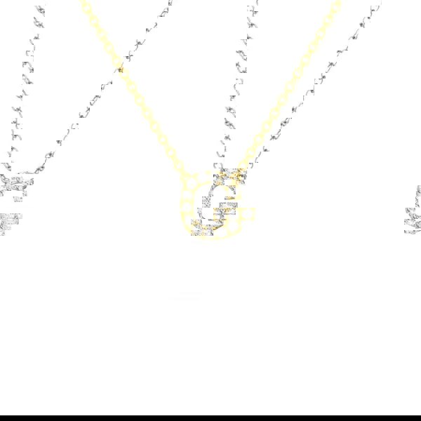 Say It With Dainty CZ Block Initial Necklace - Yellow Gold Plated
