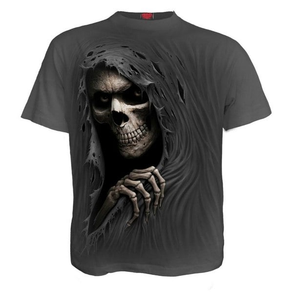 Spiral Direct Unisex Adult Grim Ripper T-Shirt - Grey