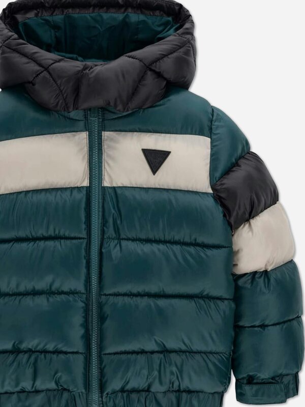 Guess Boys Hooded Puffer Jacket in Green