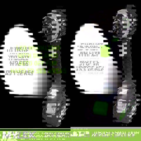 Mylek Cordless Li-ion Impact Drill Driver 20V Brushless, Variable Speed (0-2400RPM), 280Nm, 0-3200BPM, 2000Ah Battery