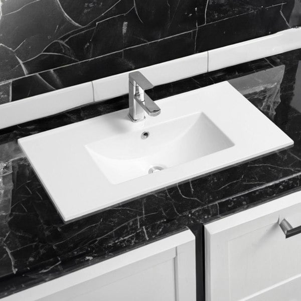 Limoge 4003 Ceramic 81cm Thin-Edge Inset Basin with Deep Scoop