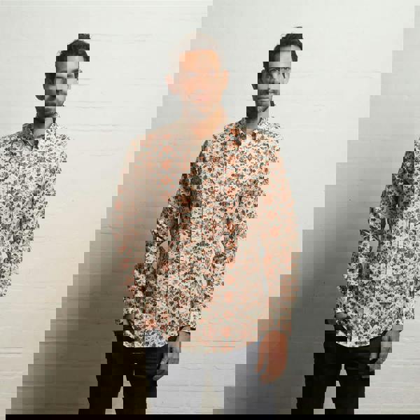 Gabicci G55W06 Long Sleeve Printed Woven Shirt Gabicci Classic NUTMEG