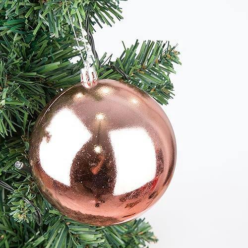10cm Rose Gold Shatterproof Christmas Baubles, 3 or 6 Pack with Glitter, Matte and Shiny Finishes image 4