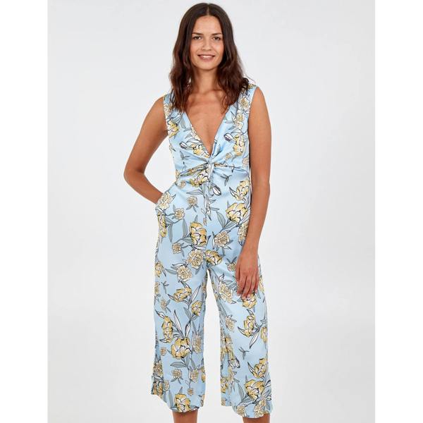 Blue Vanilla Knot Front V-Neck Culotte Jumpsuit