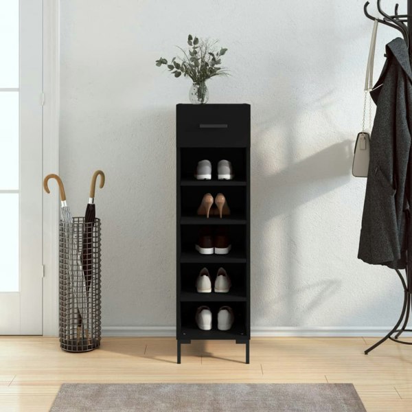 Berkfield Shoe Cabinet Black 30x35x105 cm Engineered Wood