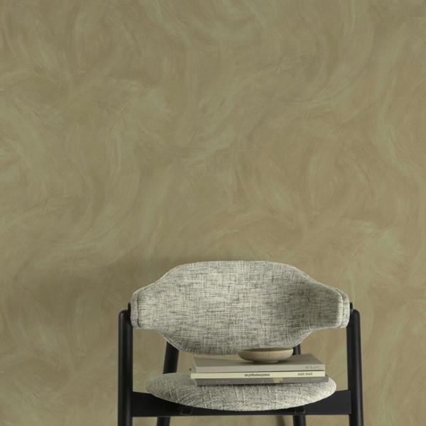 Grandeco Serra Rustic Limewash Chalk Paint Distressed Plaster Effect Textured Wallpaper, Deep Neutral Moss