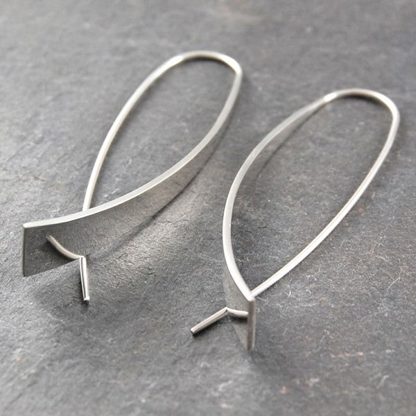 Elliptical Silver Drop Earrings - Otis Jaxon Silver Jewellery