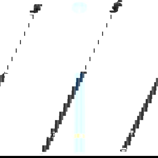 Milagro Joker Contemporary Pendant Lamp 1XGU10 Hand Made Cylindrical Style Light Finished in Navy Blue With Striking Gold Detail