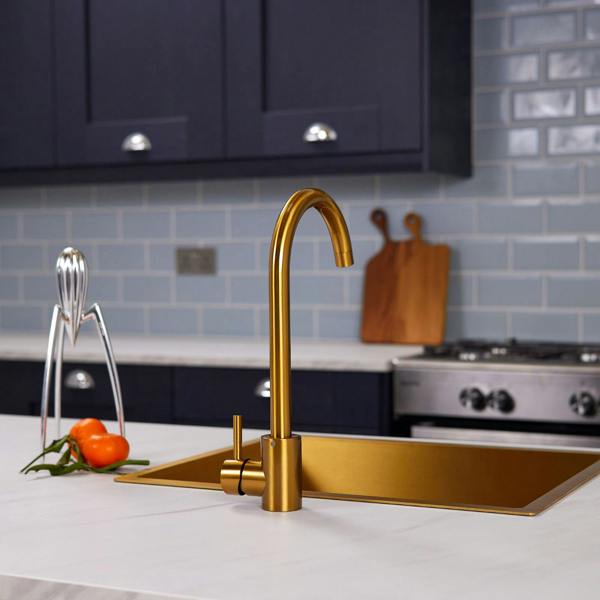 Flode Lillehammer | Single Lever Kitchen Sink Mixer Tap with Swivel Spout | Brushed Gold Finish