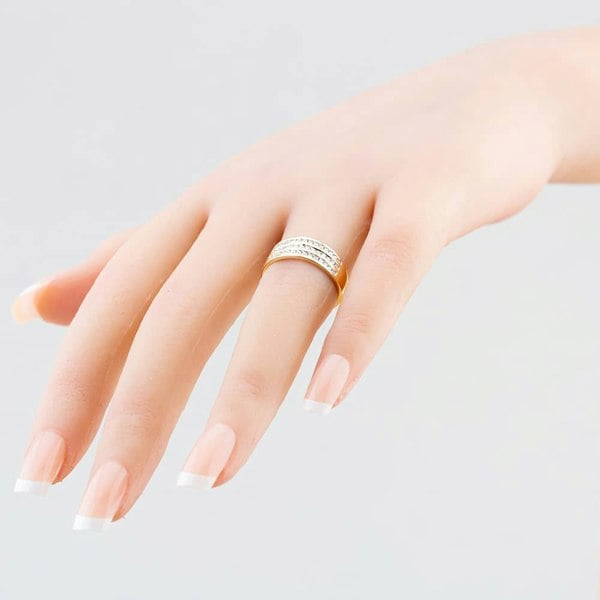 T. H. Baker 9ct Yellow Gold 0.50ct Brilliant Cut Diamond Three Row Half Eternity Ring THR40472-50 L