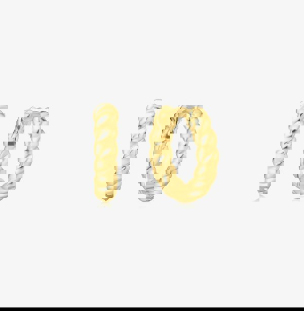 Ania Haie Chill Voyager 14ct Gold Plated Textured Small Huggie Hoop Earrings E063-03G