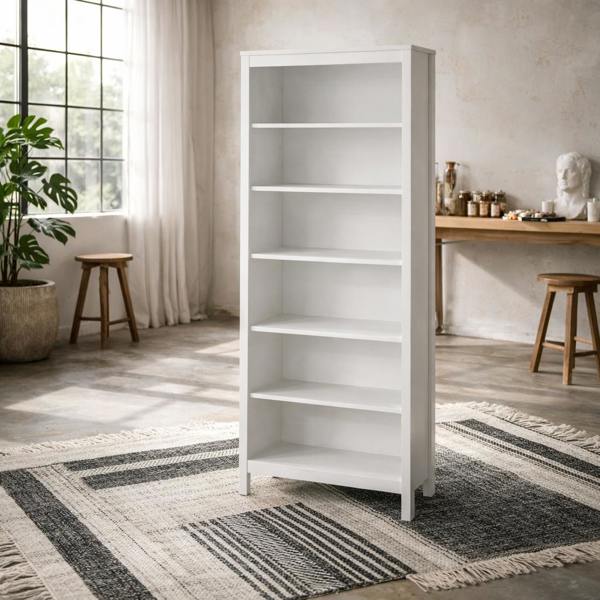 Wyld Haus Wildberry Matt White Wooden Bookcase 5 Shelves