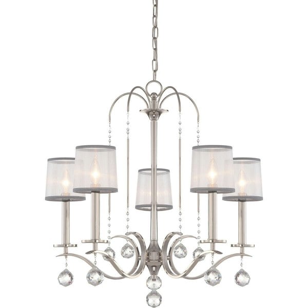 5 Bulb Chandelier Hanging Pendant LIght Imperial Silver LED E14 40W Bulb Loops