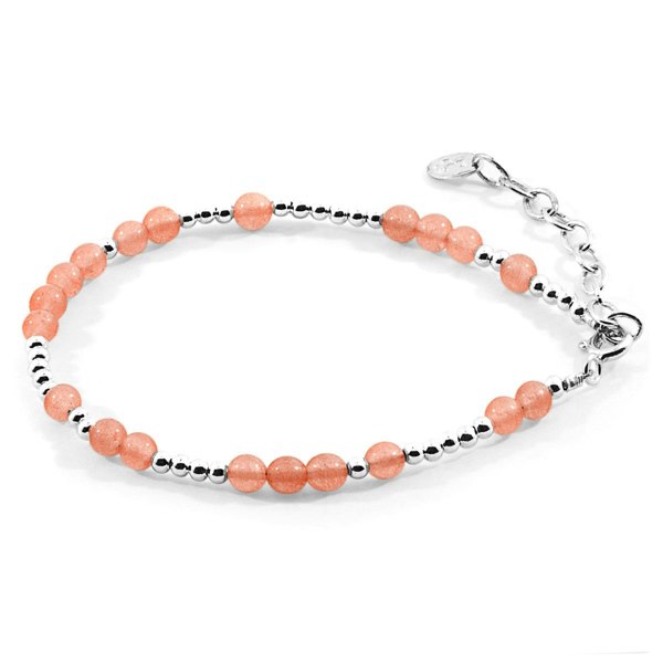 Anchor & Crew Orange Agate Lucia Silver and Stone Bracelet