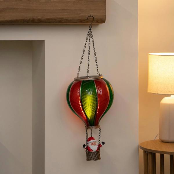 Samuel Alexander 62cm Santa Light Up Hot Air Balloon Hanging Christmas Decoration