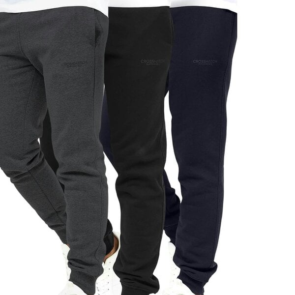 Crosshatch Mens Mayview Jogging Bottoms (Pack of 3) - Black/Charcoal/Navy