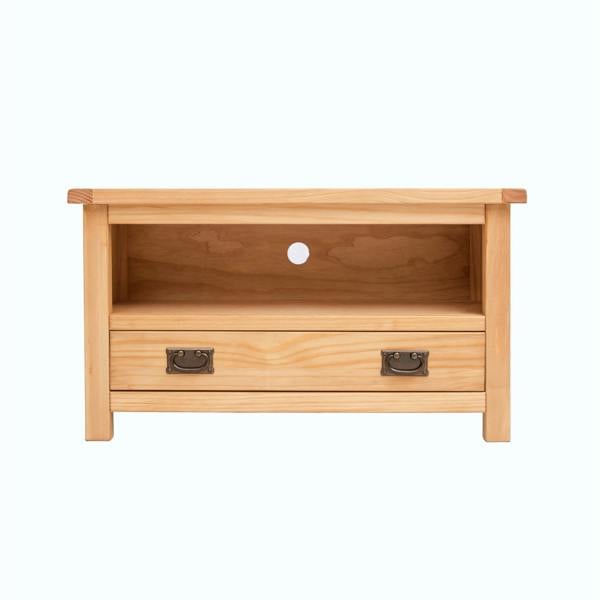 Lugo Waxed 1 Drawer TV Cabinet Brass Drop Handle