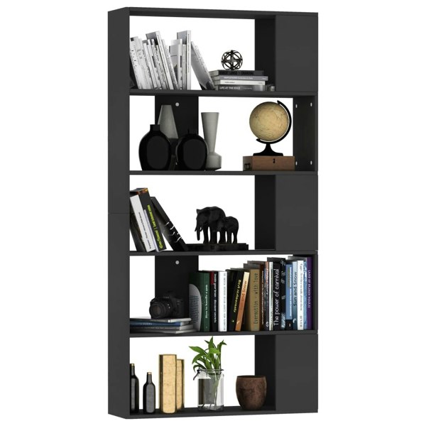 Berkfield Book Cabinet/Room Divider Black 80x24x159 cm Engineered Wood