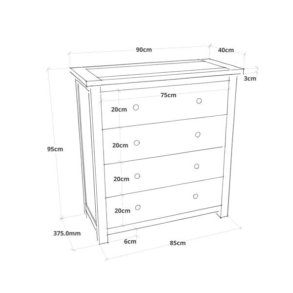 Cabinet Bits Argenta 4 Drawer Chest of Drawers Wood Knob