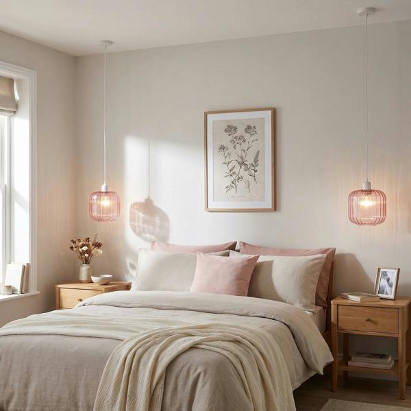 Contemporary Soft Pink Glass Wide Ribbed Square Pendant Light Shade Image 6